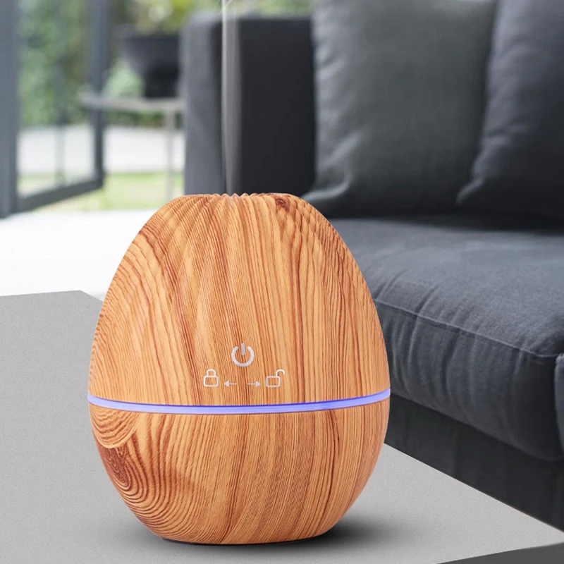 130ML Rugby USB Wood Grain Essential Oil Diffuser Ultrasonic Humidifier Home Aromatherapy Aroma Atomizer with LED