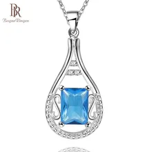 Bague Ringen, цветные драгоценные камни, подвеска в форме капли воды, ожерелье, серебро 925, ювелирные изделия для женщин, аквамарин, рубин, изумруд, вечерние
