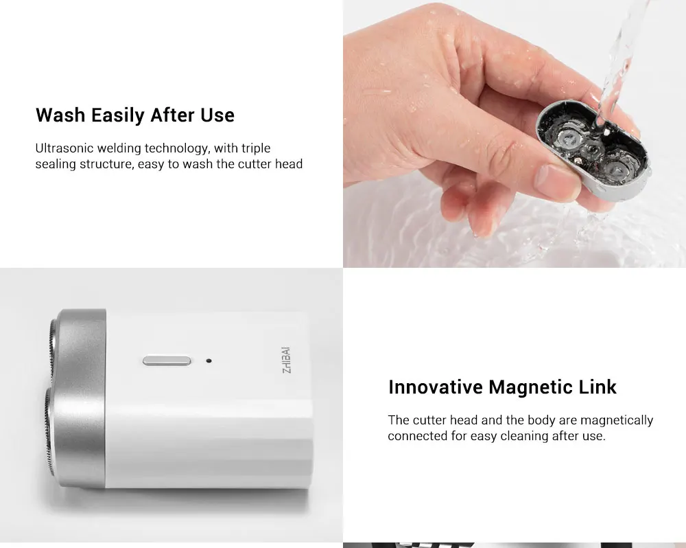 Xiaomi zhibay Mihome USB перезаряжаемая мини-Мужская электрическая бритва Водонепроницаемая электробритва с двойным кольцом