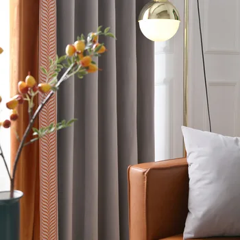 

Shaded Velvet Curtain Finished Custom for Living Room Dining Room Bedroom Solid Color Stitching High-end Light Luxury Velvet