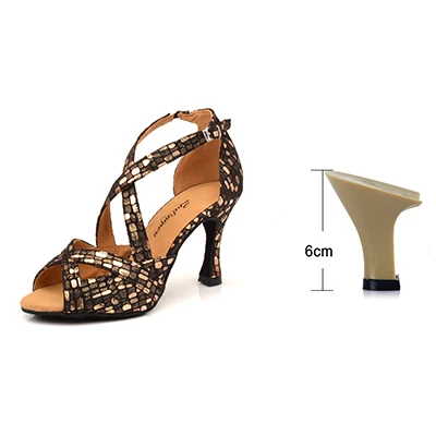 Glod 6cm Ladingwu New Dance Shoes Women Profession Ballroom Dance Shoes Salsa Women Black Gold Suede Comfortable Soft Bottom Dance Sandal - Цвет: Glod 6cm