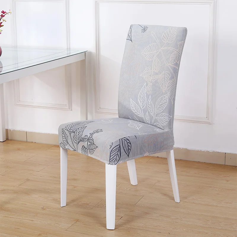 Серый чехол для стула для столовой напечатанный эластичный безрукавный чехол для кресла для вечерние банкетные Свадебные ресторан 1 шт - Цвет: Silver Leaf