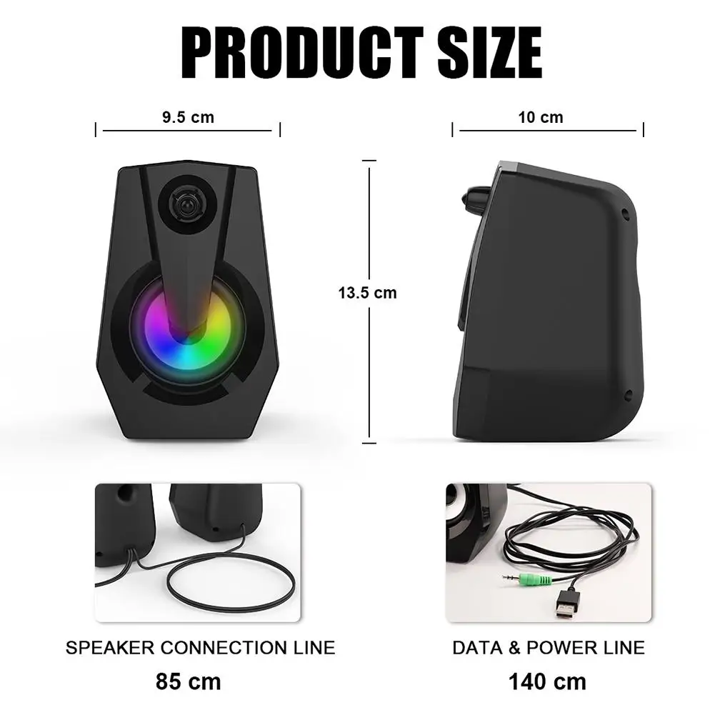 Компьютерные колонки проводной USB Компьютерный Саундбар светодиодный Красочные мультимедийные колонки для ПК настольный ноутбук смартфон