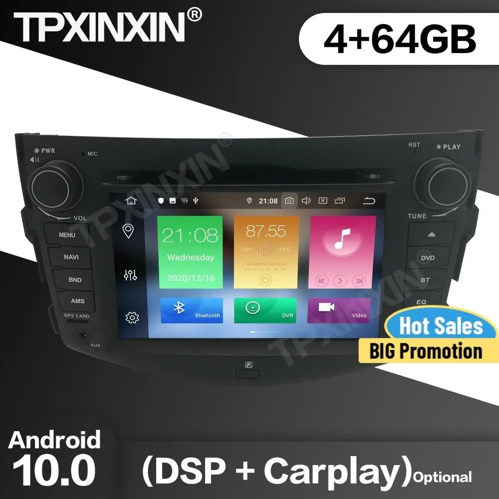 

64G Car Radio 2 Din Stereo Receiver Android10 For Toyota RAV4 2006 2007 2008 2009 2010 2011 2012 GPS Multimedia Player Head Unit