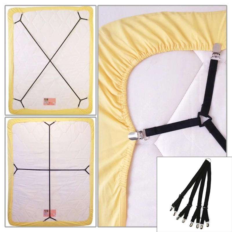 Adjustable Bed Sheet Clip, Quilt Holder Straps, Elastic Sheet Fastener, Suspenders Band, Mattress Fixing Gadget, 6 /8 Straps