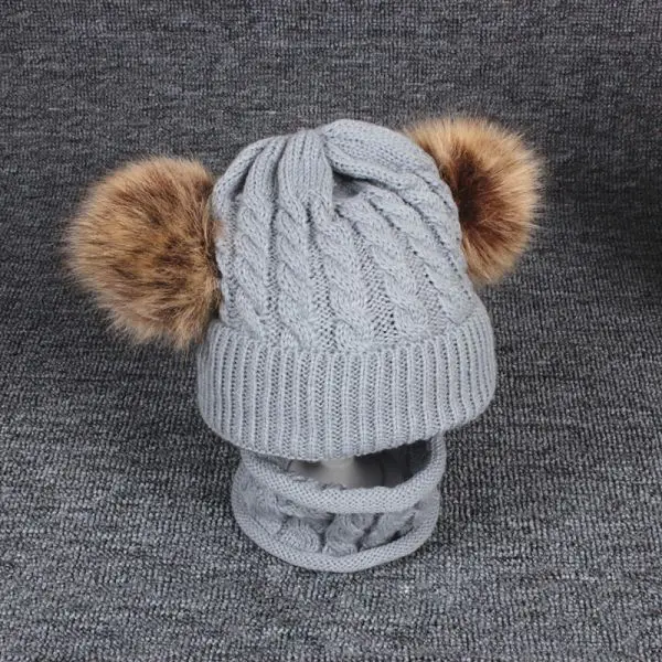 Детская шапка для девочек и мальчиков; зимние теплые аксессуары для малышей; Комплект Шапочки; шапка s+ шарфы; детская шапка - Цвет: B10