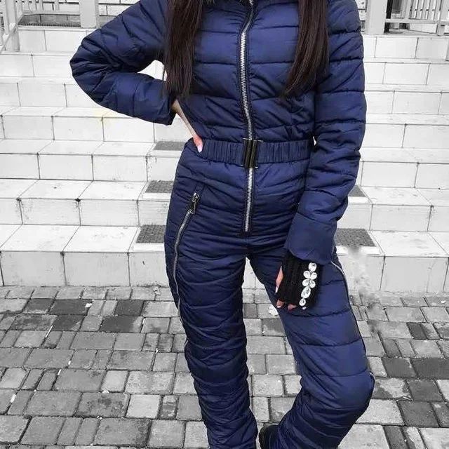 Цельный лыжный костюм женский комбинезон на утином пуху комбинезон для горных лыж теплая зимняя Лыжная куртка брюки дышащие зимние куртки - Цвет: A