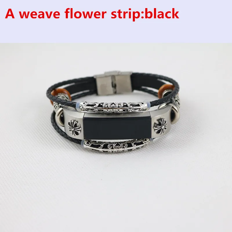 Leather strap For Fitbit Alta/Fitbit Alta HR Replacement Leather band belt Bracelet Watchbands correas reloj watch Accessories - Цвет ремешка: w flower black