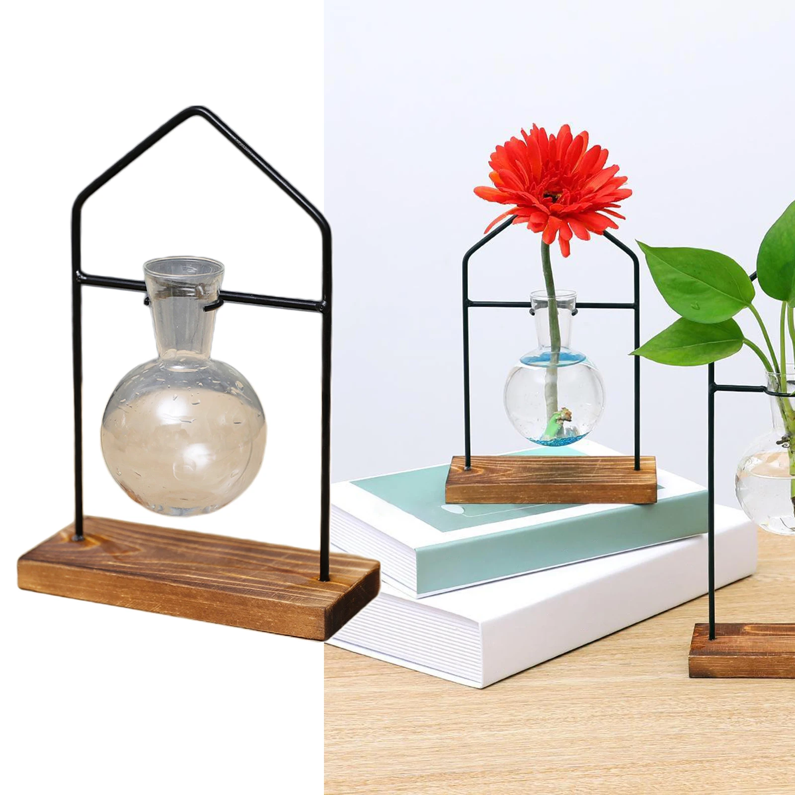 Clear Glass Vase Terrarium Hydroponic Flower Vase Container Flower Planter Pot for Water Planting Propagation