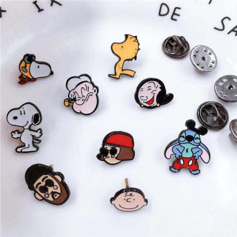 EUPNHY 1 шт., Милая брошь в виде собаки, Стич, Popeye, милая эмалированная булавка, значок, броши, ювелирные изделия, аксессуары