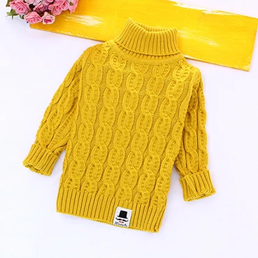 Pure Color Knitted Pullovers Children Sweaters Autumn Winter Warm Turtleneck Sweaters for Girls Boys Warm Kids Knitwear Clothing - Цвет: Фиолетовый