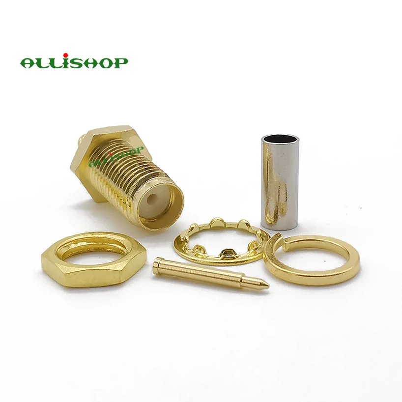 ALLiAHOP RP SMA женский разъем переборка гайка RF коаксиальный разъем обжимной для RG316, RG174, LMR100 кабель прямой позолоченный SMA адаптер