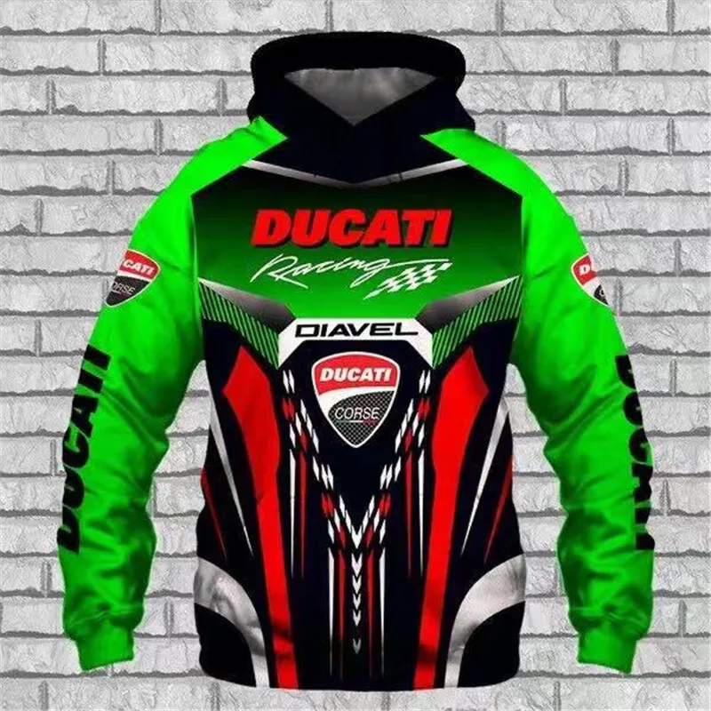 Свитшот Ducati мужской с логотипом мотоцикла худи 3D принтом Повседневный пуловер