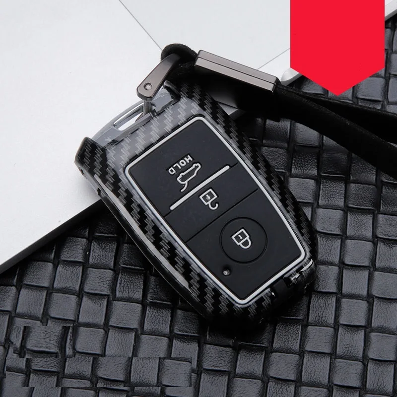 УГЛЕРОДНЫЙ сплав+ силиконовый чехол для ключей для Kia KX3 KX5 K3S RIO Ceed Cerato Optima K5 Sportage Sorento KX Cross Car Stying - Название цвета: A carbon black