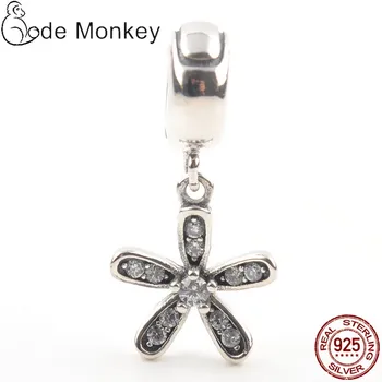 

Qikaola 100% Real 925 Sterling Silver Dazzling Daisy Charm Fit Charms Bracelet Dangle Hot Fashion Jewelry For Women CMS017