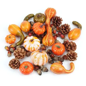 

50pcs Halloween Pumpkin Decoration Fall Harvest Decor Props Fake Vegetable Simulation Artificial Pumpkins DIY Home Decoration