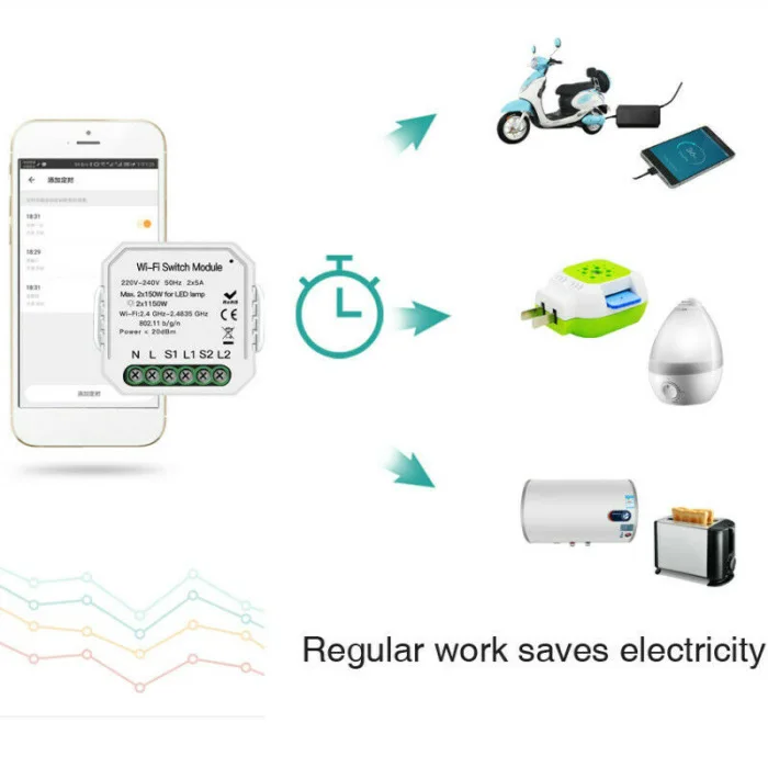 Горячая Распродажа Интеллектуальный переключатель Wi-Fi DIY выключатель модуль 2-полосная Управление переключатель Панель переключатель независимого Управление Smart APP Дистанционное Управление