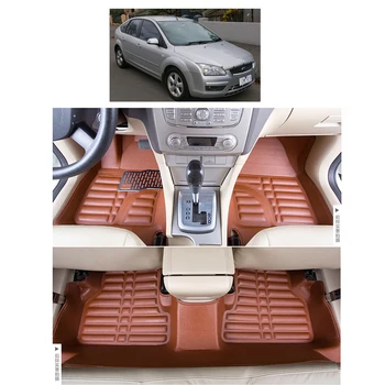 

lsrtw2017 accessories leather car floor mats for ford focus mk 2 2004 2010 2009 2007 2008 2006 2005 carpet rug auto matten cover