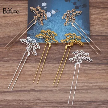 

BoYuTe Wholesale (5 Pieces/Lot) Silver Gold Plated Metal Hair Stick Diy Hand Made Hair Jewelry Accessories