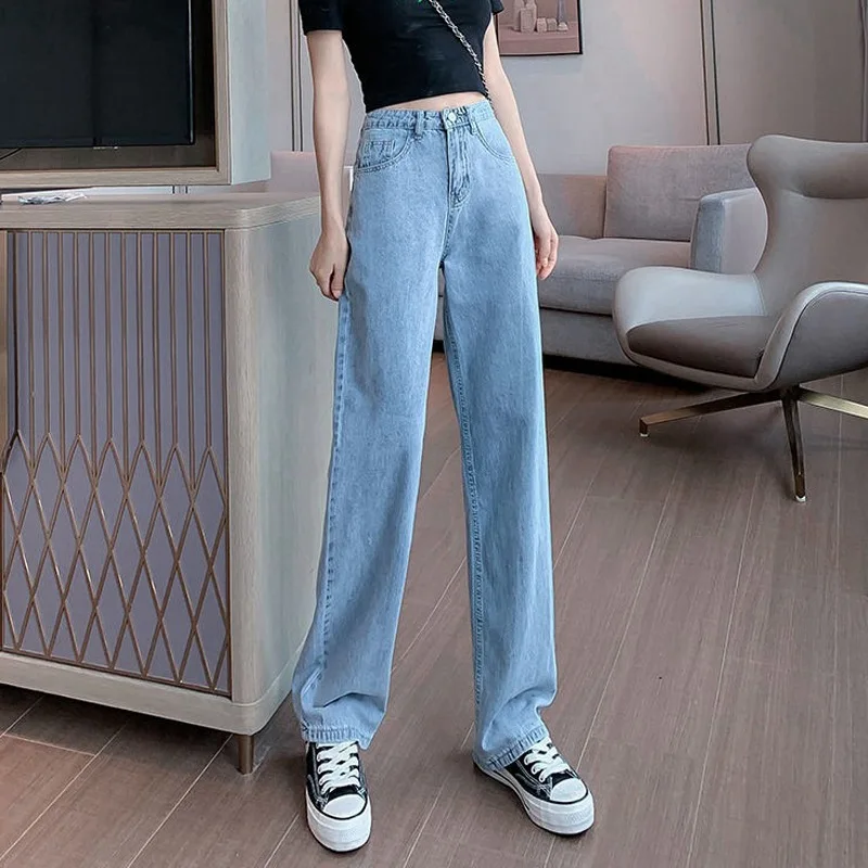 Women's Wide Leg Jeans Retro High Waist Streetwear Black Fashion Korean  Style Straight Loose Denim Trousers Harajuku 2021 New|Jeans| - AliExpress