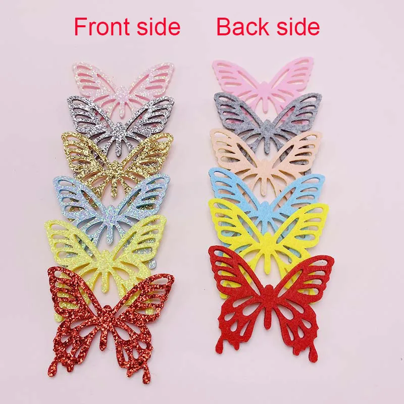 Laser Cutting Butterfly Padded Applique 36Pcs/Lot For DIY Clothes Hat Festival Decoration Patches Hair Clip Accessories