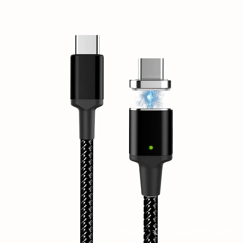 black Завод PD Быстрая зарядка нейлоновый Плетеный 5А Магнитный usb type C кабель типа C - Цвет: black