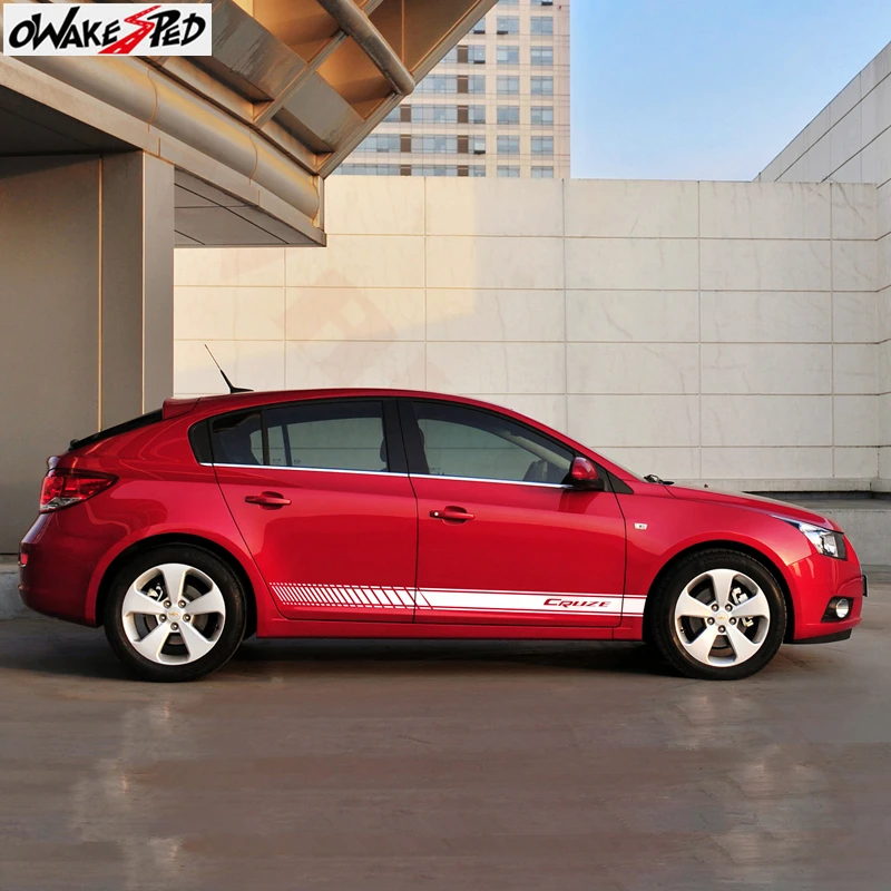 Спортивные полосы стикера автомобиля боковая юбка декор наклейка для Chevrolet Cruze Авто тело наружная дверь аксессуары виниловая наклейка