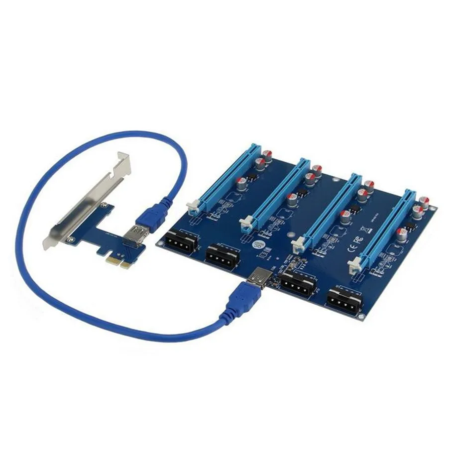 New PCI-Express PCIe 1 to 4 PCI express 16X slots Riser Card PCI-E 1X to External 4 slot Adapter PCIe Port Multiplier for Mining