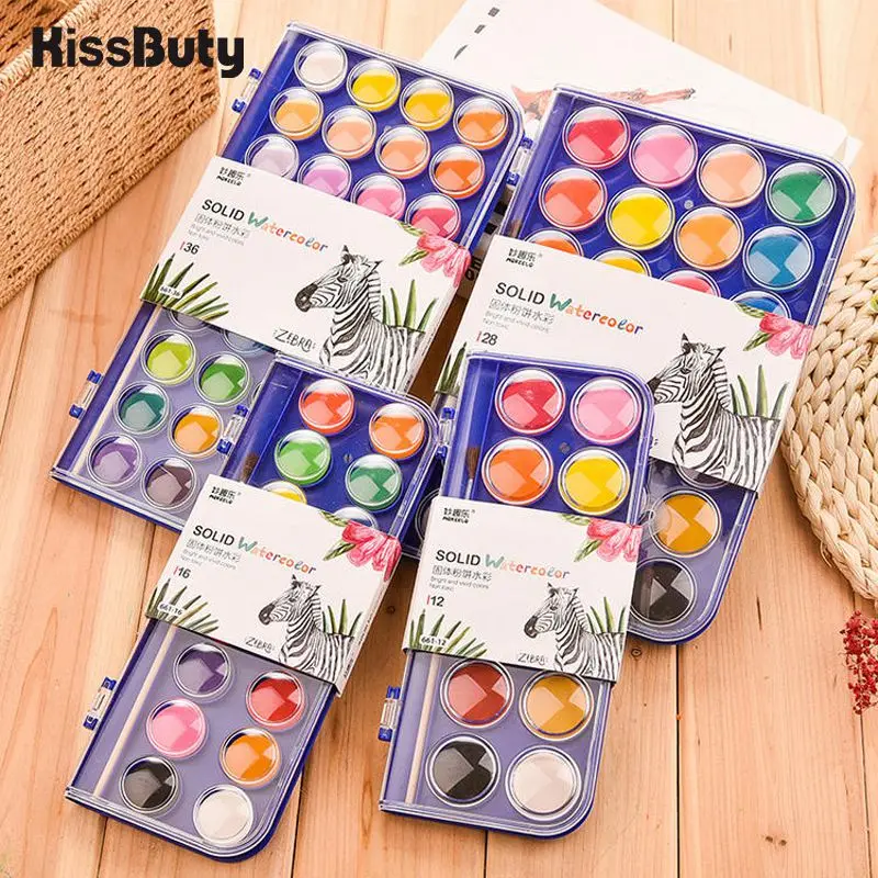 12-color Solid Watercolor Paint Set For Kids, Washable, Incl