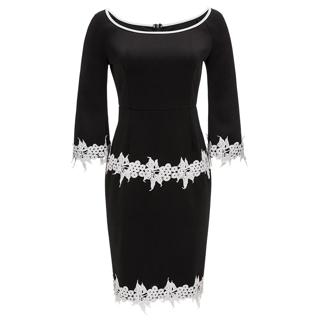 Vestidos размера плюс, модное платье, женское повседневное лоскутное зимнее кружевное платье с коротким рукавом, ropa mujer sukienki robe hiver femme