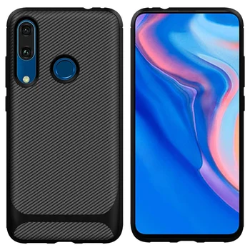

50pcs/lot Luxury Back Cover For Huawei P Smart Z 2019 Carbon Fiber Shockproof Soft TPU Case For Huawei Y9 Prime 2019