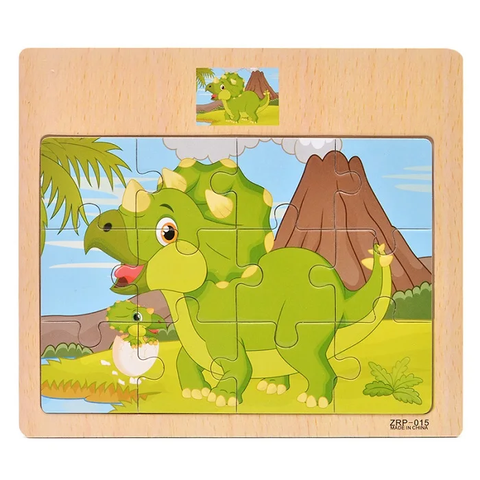 12 Slice Kids New Cartoon Animals/ Vehicle Wooden Puzzle Baby Montessori Toy Educational Learning Toys for Children SL-V010 9