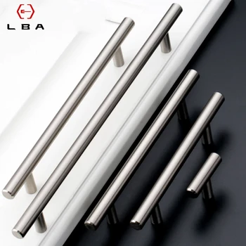 LBA Stainless Steel Kitchen Door T Bar Straight Handle Knobs Cabinet Pull Diameter 12mm Handles Furniture Drawer Flush Handle