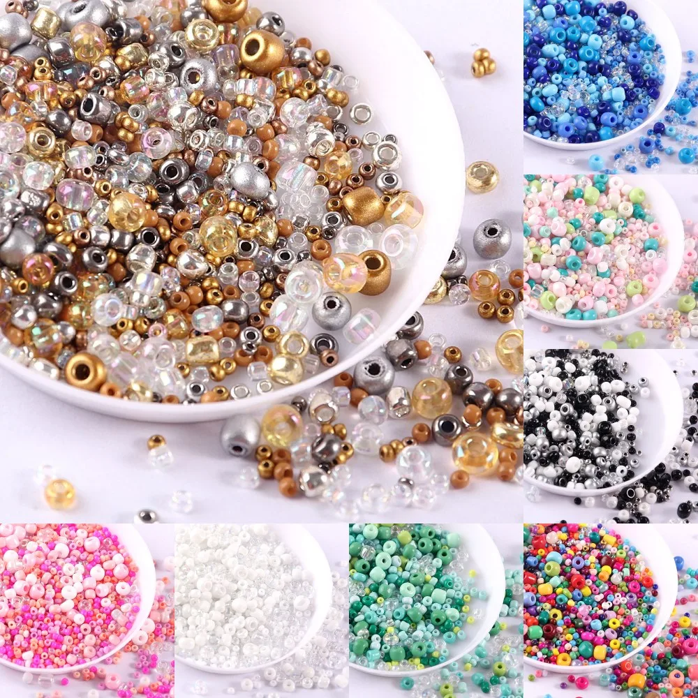 Mixed 1.5-4mm Glass Beads Colorful Round Spacer SeedBeads For DIY Jewelry Making Necklace Bracelet Embroidery Accessories 1000pc | Дом и сад