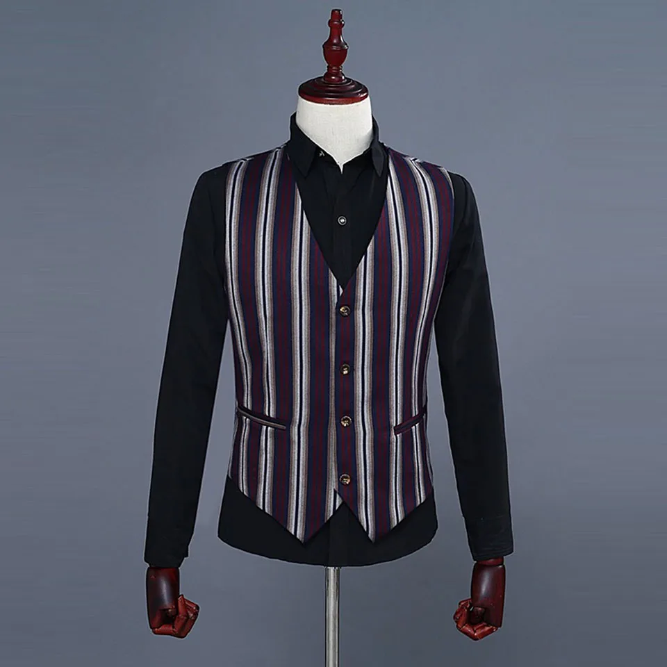 Dressv Красный Клетчатый элегантный мужской костюм деловой Тонкий Повседневный костюм жениха для свадьбы пиджак+ жилет+ брюки 3 предмета S-2XL