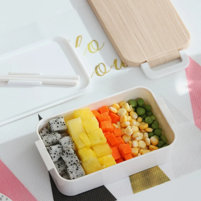 Портативный пластиковый Ланч-бокс квадратный Bento box открытый контейнер для еды для пикника для студентов