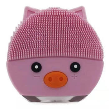 

Pink Cartoon Pig Waterproof Electric Facial Cleansing Brush Ultrasonic Deep Vibration Pore Face Cleanser USB Silicone Massage