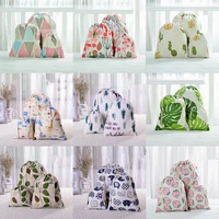 Cotton Linen Drawstring Bag Fabric Pouch Candy Favor Holder Travel Cloth Shoes Storage Bag Makeup Jewelry Case Christmas Gift 1