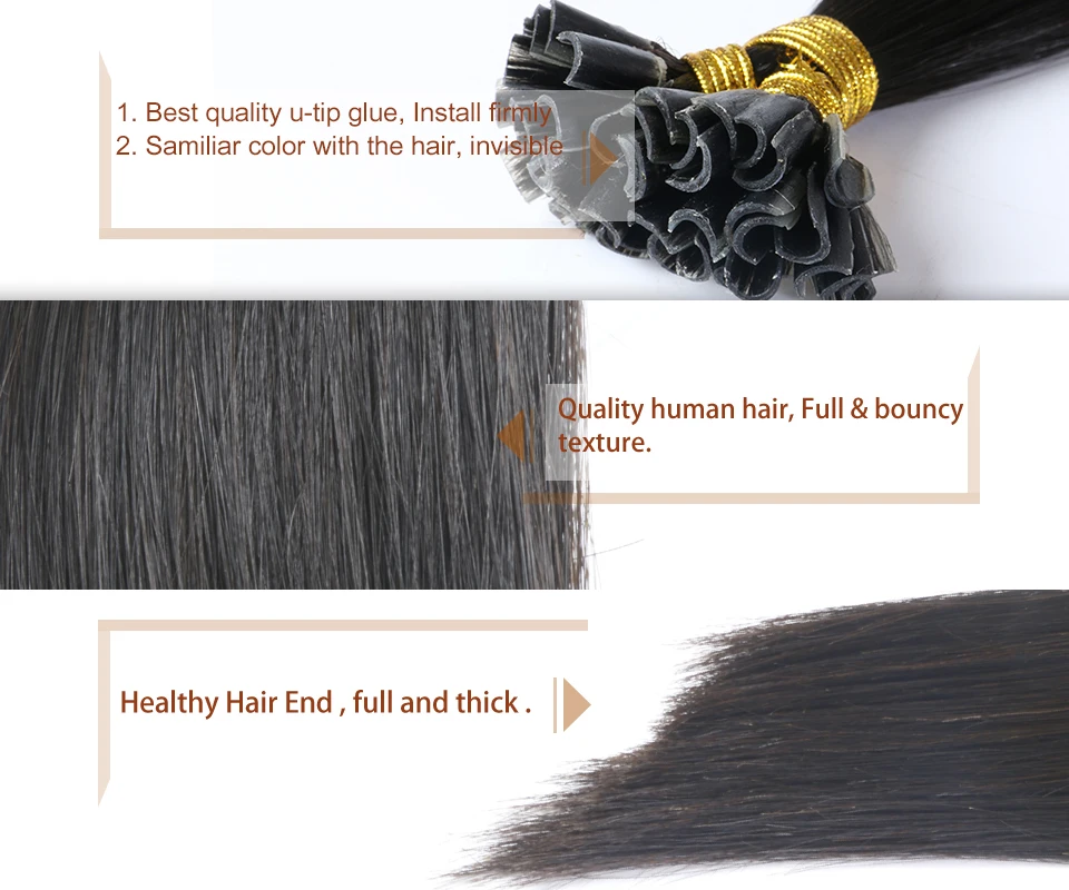 Straight Keratin Human Fusion Hair Nail U Tip Machine Made Remy Human Hair Extensions 1g/ps Muti-Color