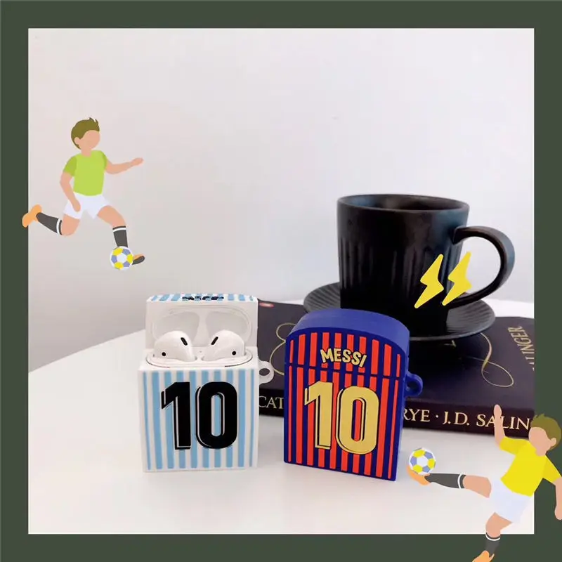 

Number 10 Football Star Messi Bluetooth Earphone Case For Apple Airpods Soft Silicone Protective Shock-proof Cover
