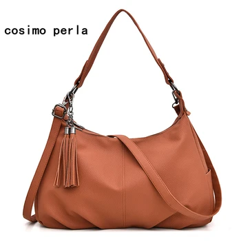 

Luxury Designer Women crossbody shoulder Bag with Tassel Hobos Handbags 2020 Large PU Leather Casual Tote Bags New Winter Purses