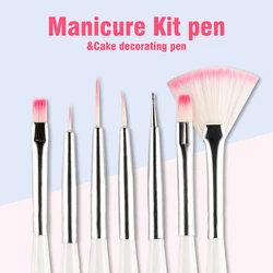 7pcs Cake Painting Nail Art Drawing Brush Set Fondant Icing Pastry Cake Decorating Pen Brush