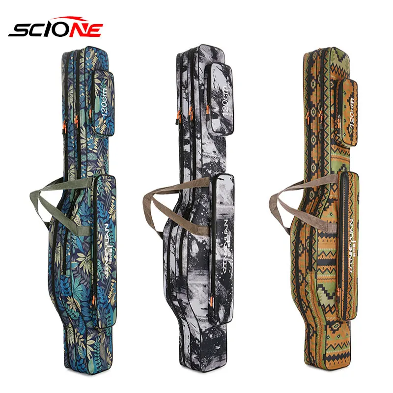 

2/3 Layer Camo Fishing Bag Fishing Rod Carrier Oxford Pole Tools 80/125cm Waterproof Fishing Tackle Storage Case Organizer X380G