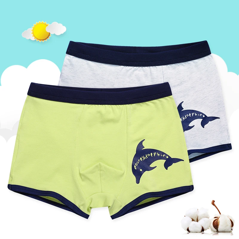 2pcs/lot baby boy underwear kids boxer cotton soft Whale print boys underpants 3 4 5 6 7 8 9 10 11 12 13 14 years child panties