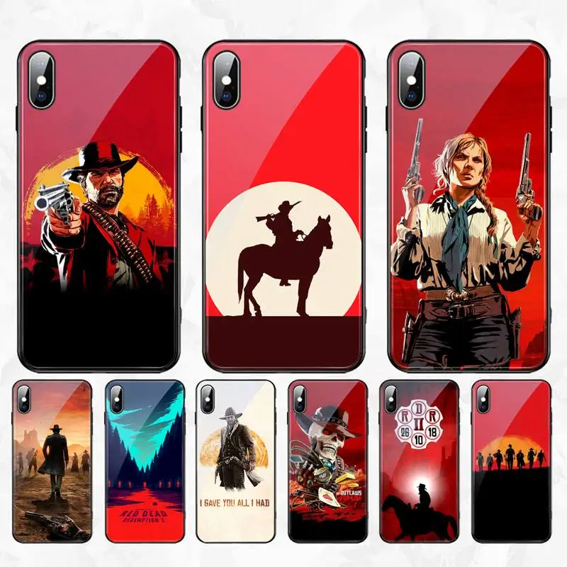 HPCHCJHM Red Dead Redemption 2 пользовательские фото телефон Чехол закаленное стекло для iPhone 11
