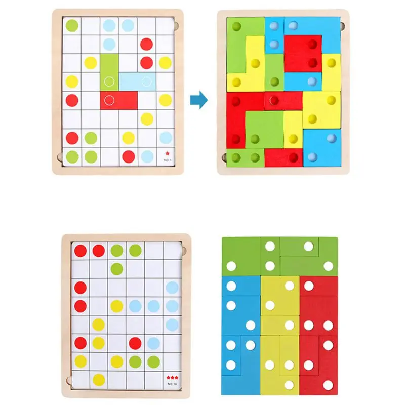 

Baby wooden tetris educational toy colorful puzzle board