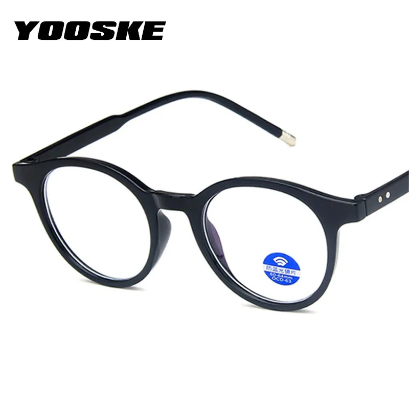 

YOOSKE Anti Blue Ray Glasses Men Round Eyeglasses Frames for Women Trend Clear Pink Gray Computer Eyewear Unisex
