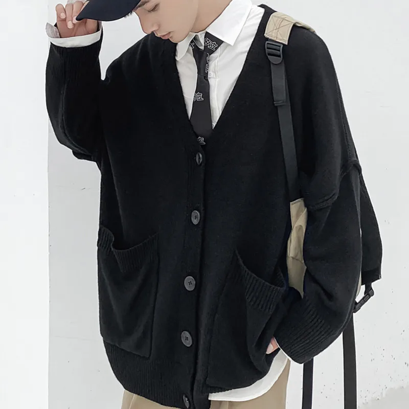Autumn Cardigan Men Fashion Solid Color Casual V-neck Knit Sweter Jacket Streetwear Loose Long Sleeve Sweaters Man Clothes S-2XL Autumn Cardigan Men Fashion Solid Color Casual V-neck Knit Sweter Jacket Streetwear Loose Long Sleeve Sweaters Man Clothes S-2XL