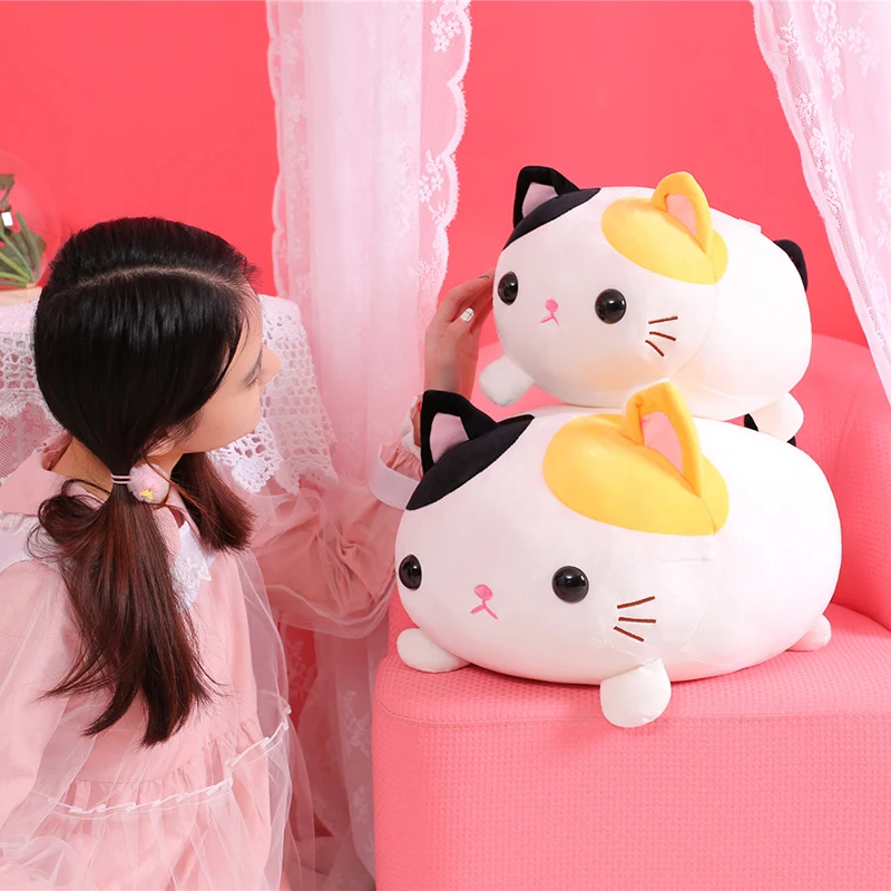 

New Kawaii Cute Plush Lying Cat Toy Soft Pillow Stuffed Animal Toy Doll Cat Kitten Doll Baby Kids Girls Valentines Birthday Gift