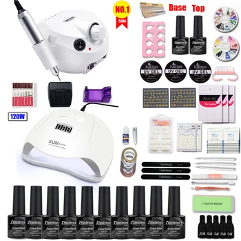 

Nail Set Manicure Kit With 120/54W Nail Lamp 35000/20000 RPM Nail drill Machine Choose 10 Gel Nail Polish Gel Nail Art Tools